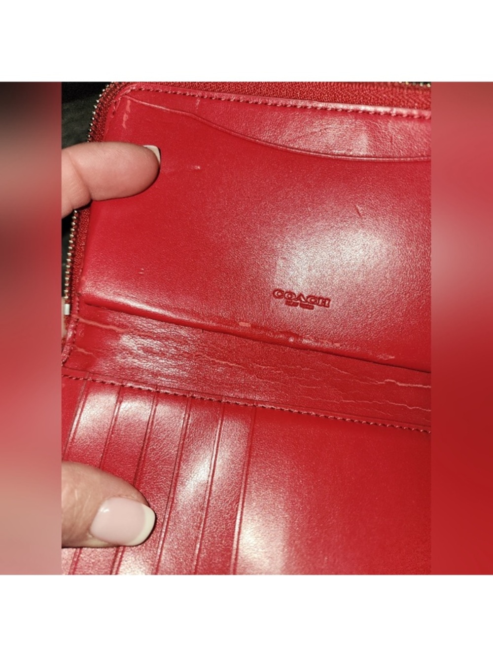 Coach Red Patch Embroidered Wristlet Wallet - Picture 6 of 7